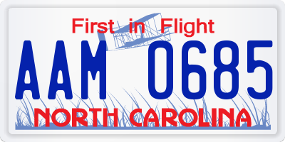 NC license plate AAM0685