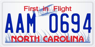 NC license plate AAM0694