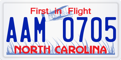 NC license plate AAM0705