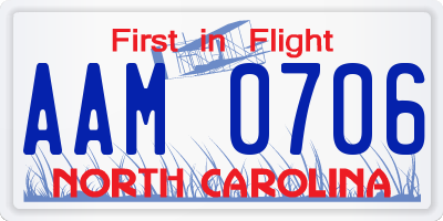 NC license plate AAM0706