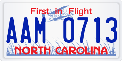 NC license plate AAM0713