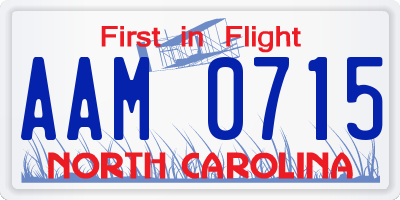 NC license plate AAM0715