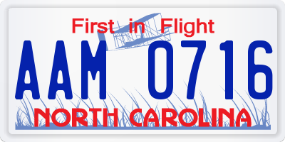 NC license plate AAM0716