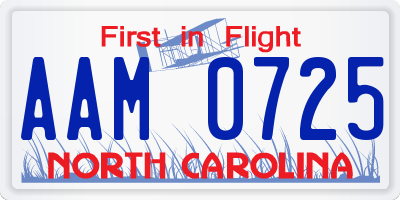 NC license plate AAM0725