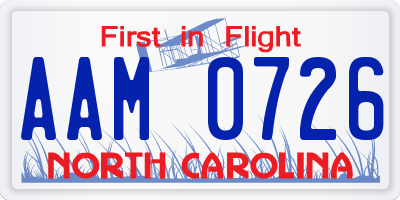 NC license plate AAM0726