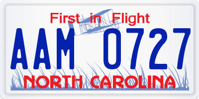 NC license plate AAM0727