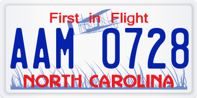 NC license plate AAM0728