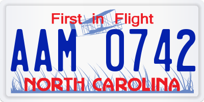 NC license plate AAM0742