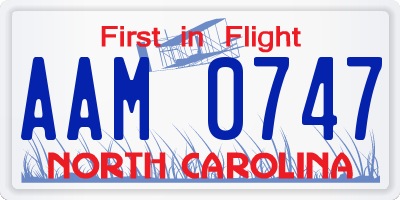 NC license plate AAM0747