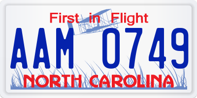 NC license plate AAM0749