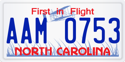 NC license plate AAM0753