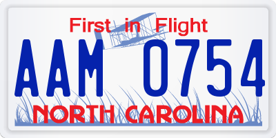 NC license plate AAM0754