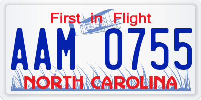 NC license plate AAM0755