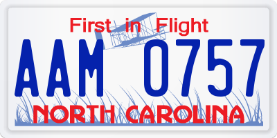 NC license plate AAM0757