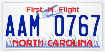 NC license plate AAM0767