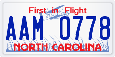 NC license plate AAM0778