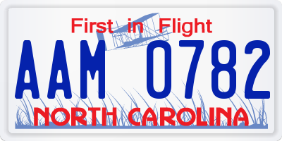 NC license plate AAM0782