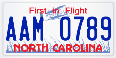 NC license plate AAM0789