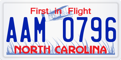 NC license plate AAM0796