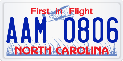 NC license plate AAM0806