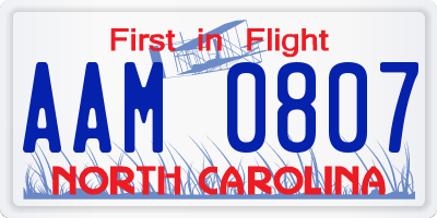 NC license plate AAM0807