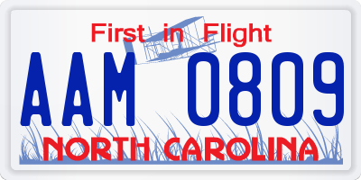 NC license plate AAM0809