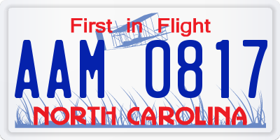 NC license plate AAM0817