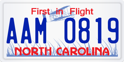 NC license plate AAM0819