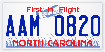 NC license plate AAM0820