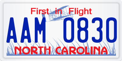 NC license plate AAM0830
