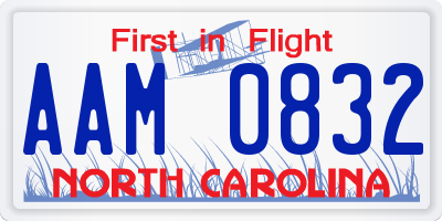 NC license plate AAM0832