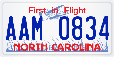 NC license plate AAM0834