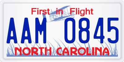 NC license plate AAM0845
