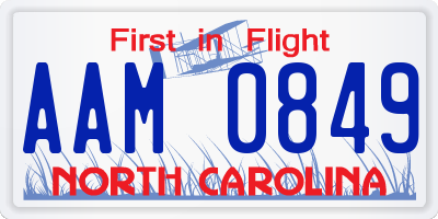 NC license plate AAM0849