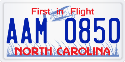 NC license plate AAM0850