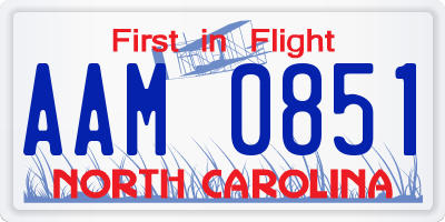 NC license plate AAM0851