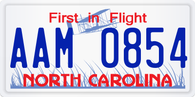 NC license plate AAM0854