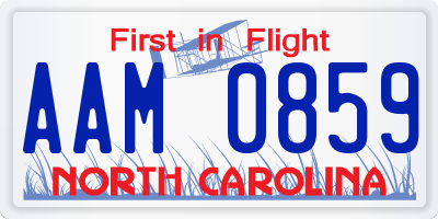 NC license plate AAM0859