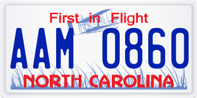 NC license plate AAM0860