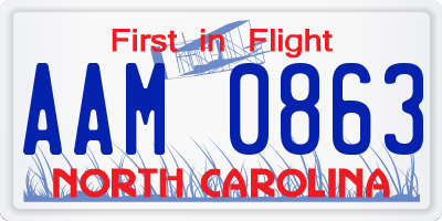 NC license plate AAM0863