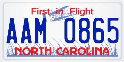 NC license plate AAM0865