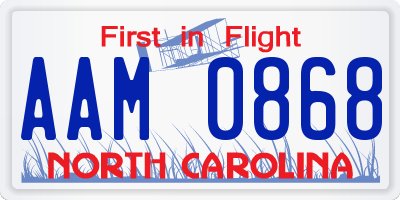NC license plate AAM0868