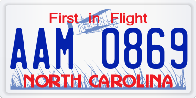 NC license plate AAM0869