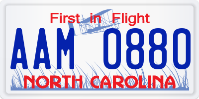 NC license plate AAM0880