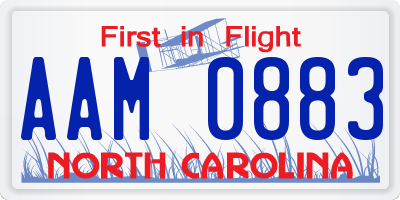 NC license plate AAM0883