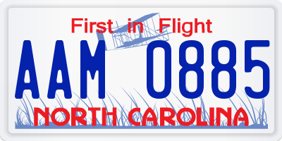 NC license plate AAM0885