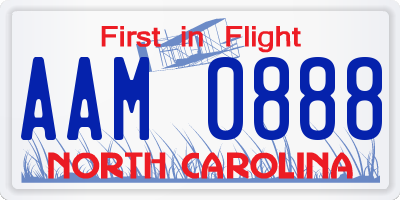 NC license plate AAM0888