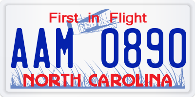 NC license plate AAM0890