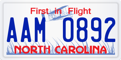 NC license plate AAM0892