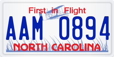 NC license plate AAM0894